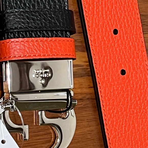 GUCCI Calfskin 1973 Reversible Belt 80 32 Black & Orange - Picture 9 of 10